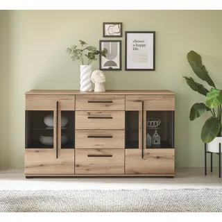 INOSIGN Sideboard »Cantara, moderner Schrank, Kommode in Eiche Evoke oder weiß«, schwarze Stangengriffe, ausreichend Stauraum, vielseitig einsetzbar