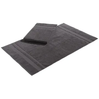Badematte MY HOME "Vanessa, 2 tlg. Hotelmatten-Set" Gr. 2, grau (anthrazit), H:4mm, Baumwolle, Badematten, 2-teiliges Set, einfarbig, Badematten Set, Bordüre, 100% Baumwolle