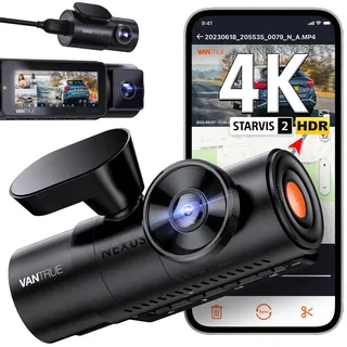 VANTRUE N4 Pro 3 HDR 4K+ 1080P+ 1080P STARVIS 2 Dashcam Auto, 5G WiFi PlatePixTM Dash Cam GPS 360° Puffer Parküberwachung Auto Kamera, IR Nachtsicht, Sprachbefehl, Privatsphäremodi, 2.45” 1TB Max