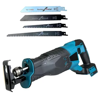 Akku Säbelsäge Kabellose Reciprosäge 18V, Ersatz für Makita 18V BL1830, 3500U/min Akku Universalsäge mit 4 Sägeblätter,für Metall,Holz,Kunststoff, Baumschnitt(Ohne Akku)