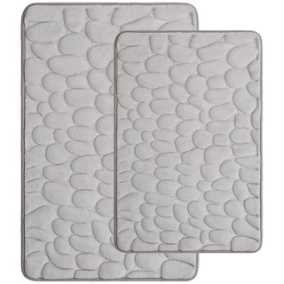 jianyana Memory Foam Badteppich 2-Teiliges Set Upgrade rutschfeste Badezimmermatten 40x60cm+50x80cm, Maschinenwaschbar Superweicher Badteppich Set