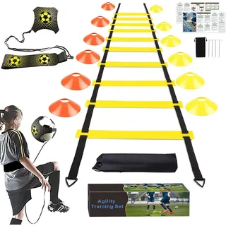 LuxusKollektion Fußballtor Fussball Trainingsset: Koordinationsleiter 6m, Kick Trainer & Hütchen