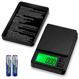 Mexgcom Feinwaage 0.01 g/1000 g, Taschenwaage Tragbare mit LCD Display, Küchenwaage Multifunktions Schaltbare 7 Einheiten, Peeling Funktion, Zählfunktion, für Gewürze, Zutaten, Heilmaterial