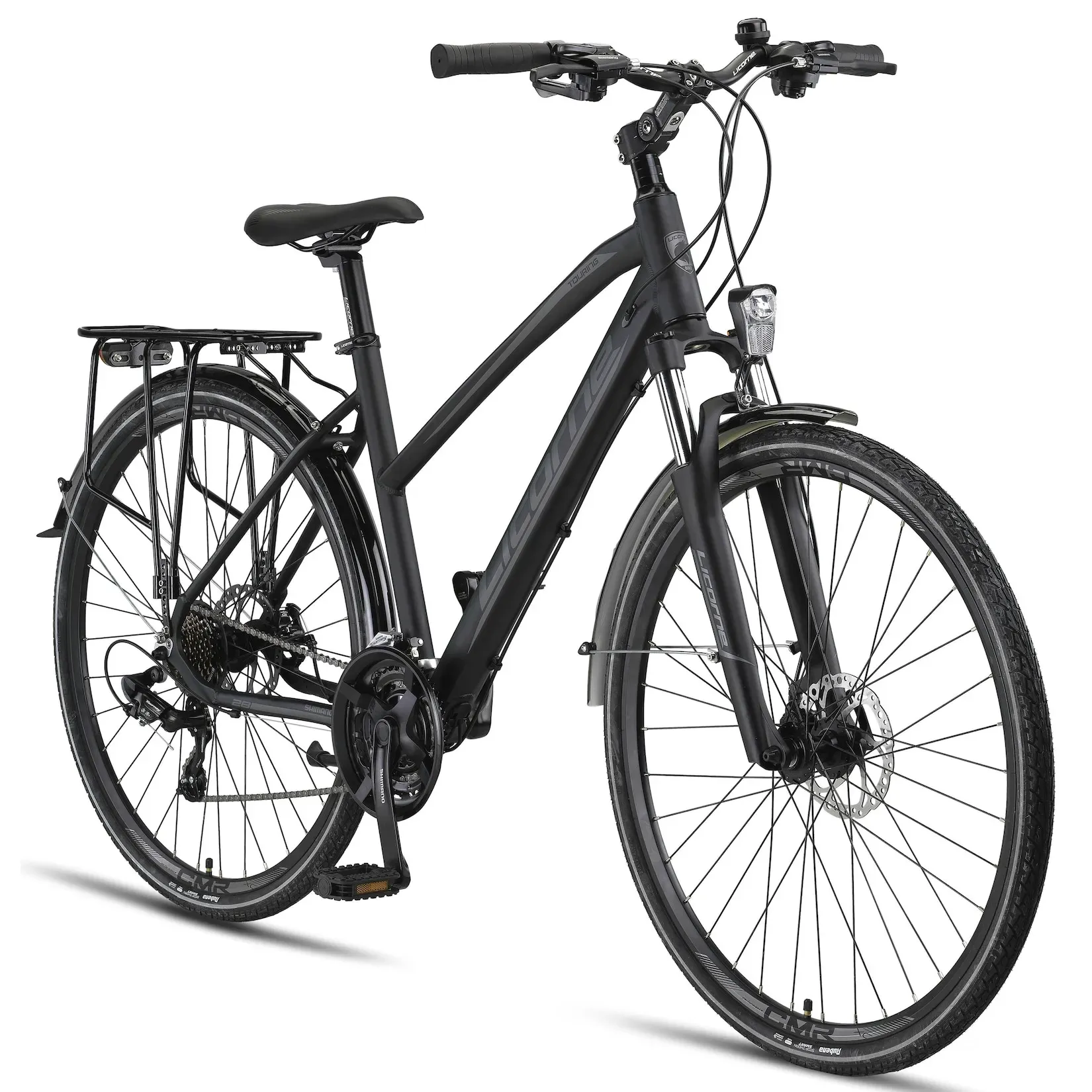 Licorne Bike Premium Touring Trekking Bike in 28 Zoll - Fahrrad für Jungen, Mädchen, Damen und Herren - 21 Gang-Schaltung - Mountainbike - Crossbike Farbe:Schwarz;Stil:Damen