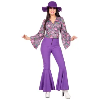 Wilbers & Wilbers 4358 - 70er Jahre Hippie Bluse mit Mandala Motiv, Flower Power, Disco Oberteil Damen