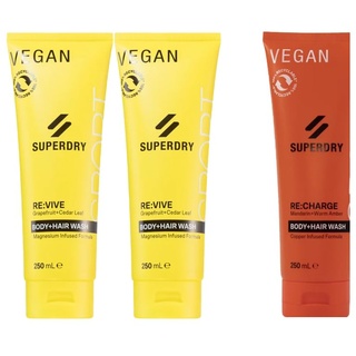 4tlg. Set: SuperDry Sport 1x250ml Red RE:charge | 2x250ml Yellow RE:vive 2in1 Duschgel & Shampoo + Dustbag von STUDIO.MUNET