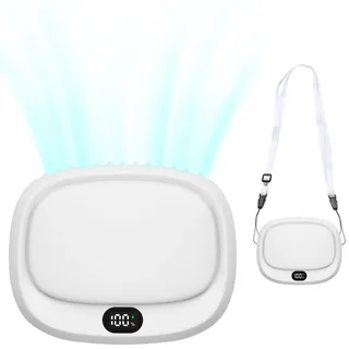 iYInJuan USB Ventilator Handventilator Ventilator Klein mit Kabel, Tragbare Mini Ventilator Geräuscharmfür Wiederaufladbare Batterie und 4-Gang mit LED-Anzeige mit Halterung, weiß