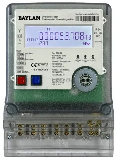 Zweirichtungs-Drehstromzähler BTK 30 für Zählermontage 3 Punkt 32024