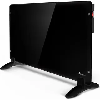 TRESKO Elektroheizung Wandheizung Glaskonvektor Heizkörper Wand 1000 Watt / schwarz