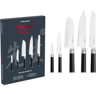Fiskars Tafelmesser (5 Stück) schwarz|silberfarben