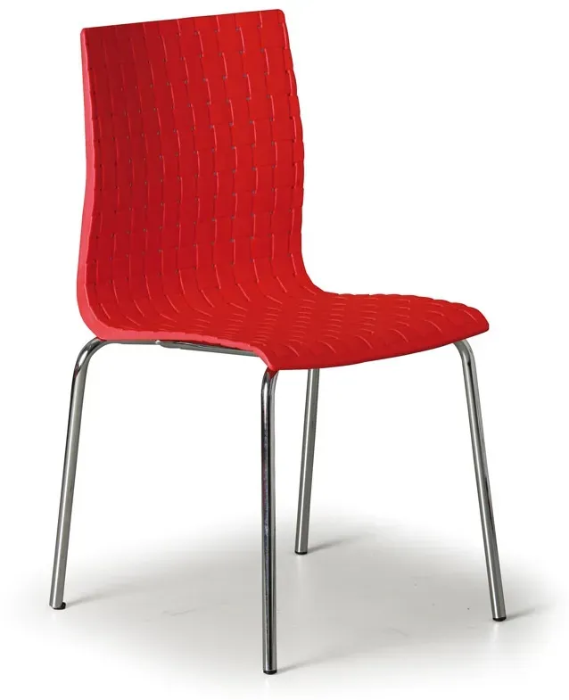 Kunststoff-Esszimmerstuhl MEZZO mit Metallgestell, rot