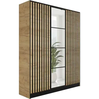 kier furniture Eden v3 Kleiderschrank 156,4x205x39cm, 3 Türen, Craft Eiche - Hellbraun