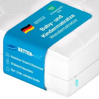 Betten-ABC - Mini-Duo - Wendematratze für Babys & Kleinkinder - 60x120 cm - mit Klimaband & 2 Liegeseiten - Oeko-TEX-Zertifiziert - Abnehmbarer & waschbarer Polyester-Bezug - Lieferung per Paket
