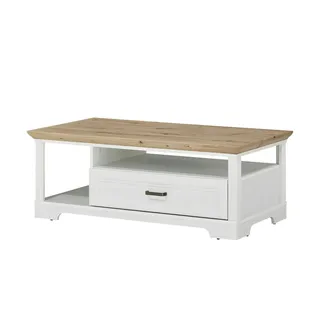 None Couchtisch Varese | weiß | Artisan Eiche | 2 offene Ablageflächen