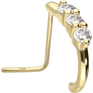 PIERCINGLINE 14/18 Karat Gold Nasenstecker 3 GROSSE MOISSANITE