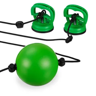 Relaxdays Reflexball Boxen, Doppelendball Hand Auge Koordination Training, Boxtraining Zuhause, Boxball, grün/schwarz