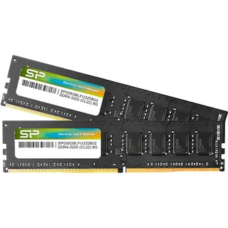 Silicon Power DDR4 16GB Kit (8GB x2) 3200MHz (PC4-25600) CL22 UDIMM 288-Pin Desktop-Speicher