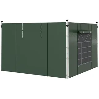 Outsunny 2er-Set Seitenteile für Pavillon 3x3/3x6 m, Seitenwand mit Fenster und Klettverschluss, wasserdicht Seitenwände aus Oxfordstoff, als Windschutz und