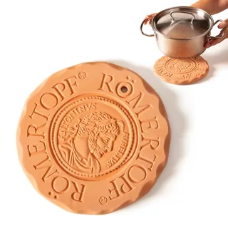 Römertopf Heiß-Kalt-Toni Ø 19 cm – multifunktionaler Untersetzer & Wärmespeicher aus Naturton – als Brötchenwärmer, Kühlplatte oder Servierunterlage nutzbar – Backofen- & mikrowellengeeignet