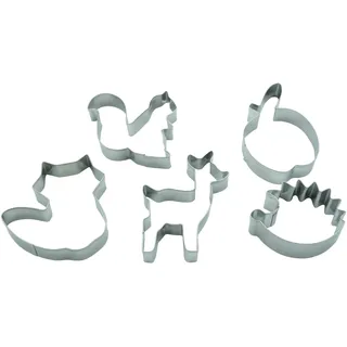BekkiB - 5er Set "Herbstlich" - Igel, Apfel, Reh, Eichhörnchen & Fuchs - Spülmaschinengeeignete Ausstechformen aus Edelstahl - Zum Backen für Plätzchen - 998914