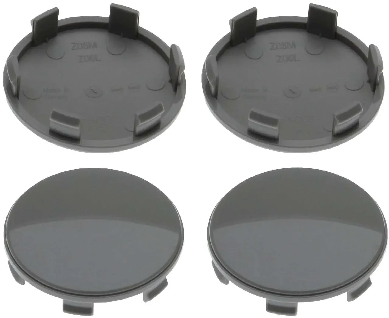 4 Nabenkappen Ø 60,0 mm - 55,5 mm / gewölbt grau