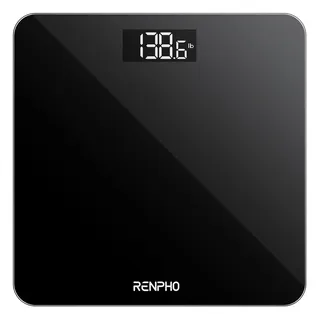 RENPHO Personenwaage, Körperwaage mit Hochpräzisions-Sensoren, Personen Digitalwaage mit Step-On-Technik, Gewichtswaage aus Sicherheitsglas, Schwarz