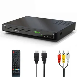Blu-ray Player für Fernseher, Kompakter 1080P HD Bluray DVD Player mit HDMI, AV, Koaxialausgang, USB-Eingang, alle Region DVDs und Region B/2 Blu-ray Disc Player, Metallgehäuse