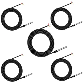 Digitaler Temperatursensor 10M Temperaturkabel,±0.5°C Präzision,Wasserdicht Edelstahl Sonde,Kompatibel mit Shelly Temperatursensor und addon,Arduino,Raspberry Pi,Auto,Industrie,Inklusive E-book(5 Stk)