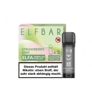 ElfBar ELFA - Strawberry Kiwi -  Prefilled Pods 2er Pack - 2ml 20mg NicSalt
