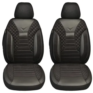 BREMER SITZBEZÜGE Maß Auto Schonbezüge kompatibel mit Nissan Townstar Fahrer & Beifahrer Set ab 2021 / Auto Schonbezug Velour Kunstleder Set 2er Pack in Schwarz (PS803)