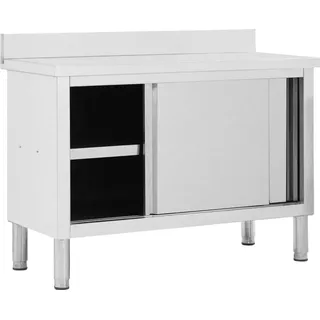 vidaXL Arbeitsschrank mit Schiebetüren 120x50x(95-97) cm Edelstahl