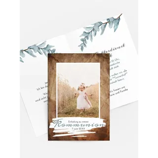 Einladungskarten Kommunion selbst gestalten mit Spruch und Fotos im Onlinedesigner bei Meine-Kartenmanufaktur.de