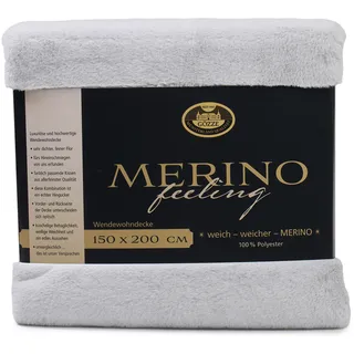 Gözze Merino Decke 150 x 200 cm silber