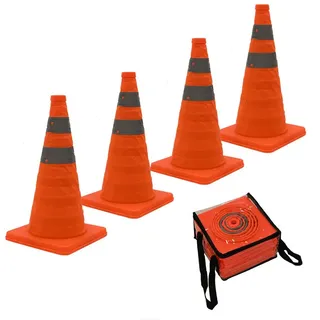Baumarktplus 4x Pylon faltbar 45 cm Leitkegel Warnkegel Verkehrskegel Sicherheitskegel reflektierend