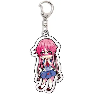 acsewater The Future Diary Keychain Cute Mirai Nikki Acrylic Key Chain Yuno Gasai Pendant Yuno Gasai Keyring Decoration Cosplay Double Layer Acrylic Clear Durable Accessories For Anime Fans - M