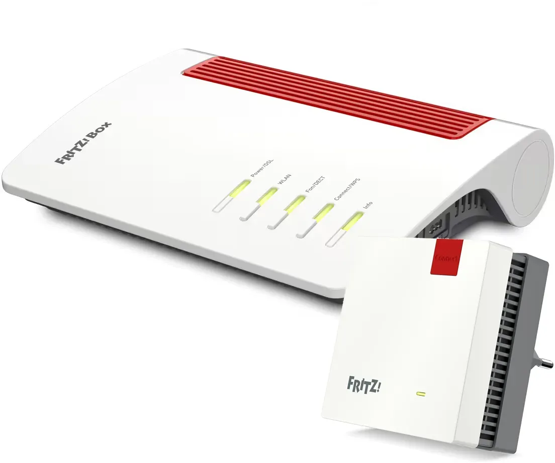 FRITZ!Box 7690 + FRITZ!Repeater 1200 AX Bundle mit WiFi 7 Router und WiFi 6 Repeater