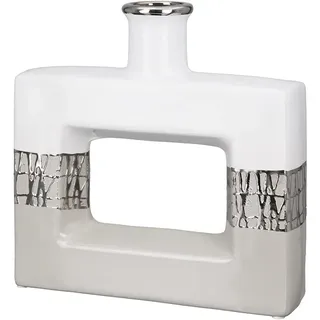 Gilde Lochvase breit Cabrera Taupe/weiß/Silber H: 25 cm B: 24 cm T: 6.50cm 47419
