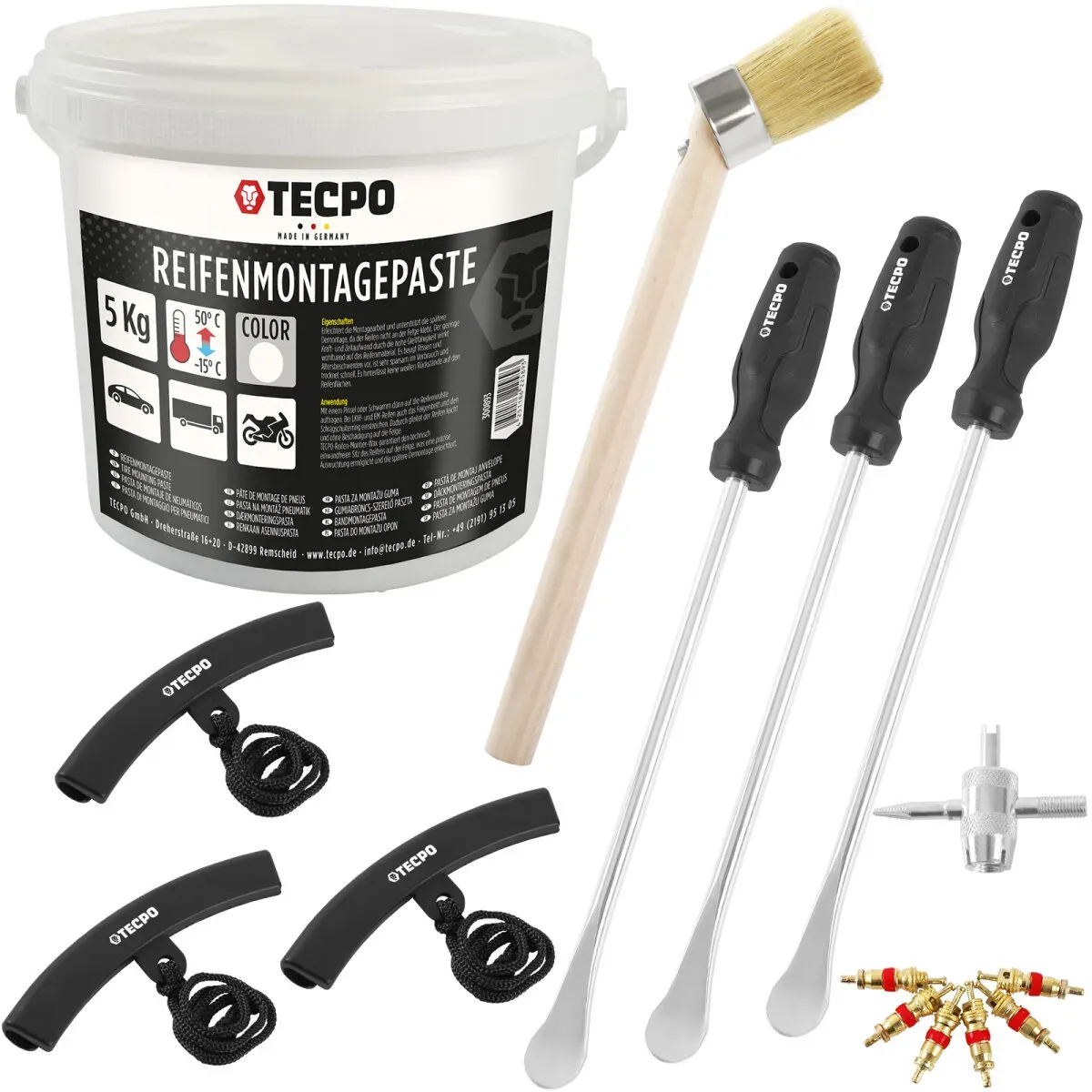 TECPO Reifenmontagepaste weiß 5 kg + Pinsel für Reifenmontagepaste...