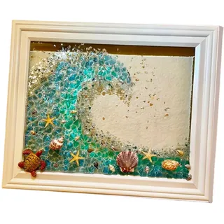 Seeglas-Kunstset, gefärbtes Seeglas-Kunstset mit Bilderrahmen, Mosaik-Bastelset, DIY-Seeglas zum Basteln, Geschenke, Heimdekor, Anfänger, Stil 1, Seeglas-Kunstset, Seeglas-Kunst, Kunstharz-Kunstset, M