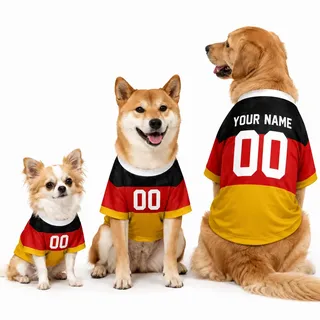 Personalisiertes Hunde-T-Shirt zur Fußball-WM 2026, Deutschland-Trikot für Hunde mit Name und Nummer, Haustier-Shirt für kleine, mittlere und große Hunde