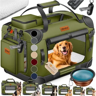 Lovpet LOVPET® Hundebox Hundetransportbox faltbar Inkl.Hundenapf Transporttasche Hundetasche Transportbox für Haustiere, Hunde und Katzen Haustiertransportbox