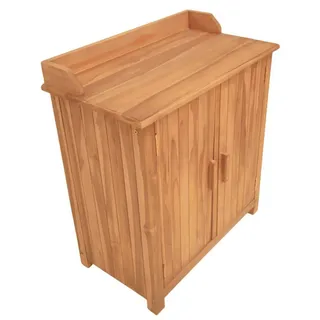 Mr. Deko MR. DEKO® Gartenschrank Batley Teak mit Arbeitsfläche für den Garten, Terrasse, Campingplatz, Dachterrasse, Balkon oder Wintergarten