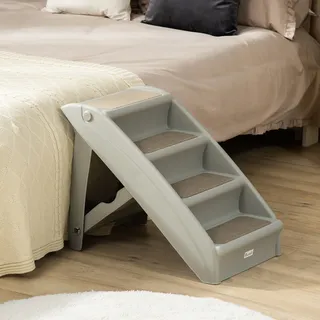 Tragbare Hunde- Und Katzentreppe Mit Rutschfesten Matten Für Bett Und Sofa, Tragkraft 20 Kg, 62 X 38 X 49,5 Cm, Grau