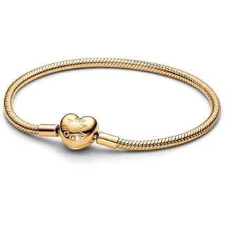 Pandora Moments Schlangen-Gliederarmband mit Herz-Verschluss aus Sterling Silber mit vergoldeter Metalllegierung, Kompatibel Moments, Größe:23, 563050C00-23