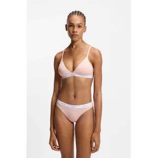Triangel-BH HUGO UNDERWEAR "aus Stretch-Baumwolle mit Logo-Unterbrustband", Damen, Gr. XL, N-Gr, rosa (light, pastel pink 688), Obermaterial: 93% Baumwolle, 7% Elasthan, BHs Triangel-BH, mit herausnehmbaren Polstern, geformte Körbchen