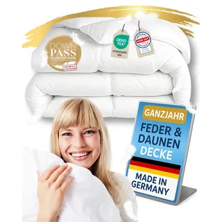 nøvera Feder- & Daunendecke 135x200 - Made in Germany | Traumhaft flauschig mit 100% Federn & Daunen | Bettdecke 135x200 - Allergiker geeignet | Ganzjahresdecke - Sommerdecke & Winterdecke | Oeko-Tex