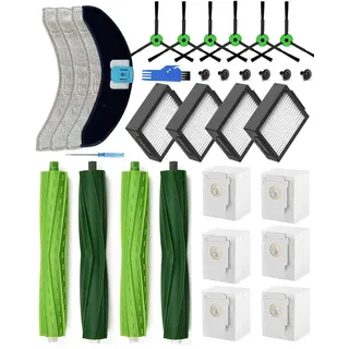 Yivy 26 Stück Zubehör Set für iRobot Roomba Combo j7+/j9+/10 Max Staubsauger, Ersatzteile Kit für Combo j7 Plus/j9 Plus Ersatzzubehör:4 Hauptbürste,6 Seitenbürsten,4 HEPA Filter,6 Staubsaugerbeutel