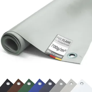 ANKO Planen Plane PVC LKW 700g/m2 MIT ÖSEN Abdeckplane Schutzplane matt reißfest stabil (Grau, 2,5m x 1m) - Grau