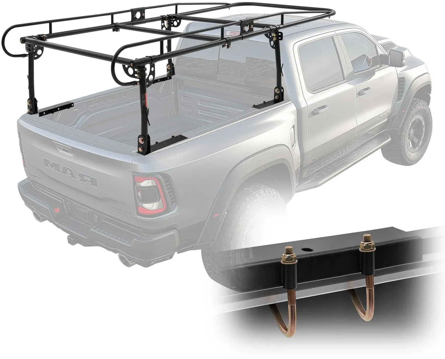 VEVOR Leiterträger für Lkw, 454 kg Tragkraft Lkw-Regale, Montage ohne Bohren für lange oder schwere Ladung, Dachträger Dachregal 110-160 cm verstellbare Breite für Kajak, Leiter, Surfbrett, Bauholz