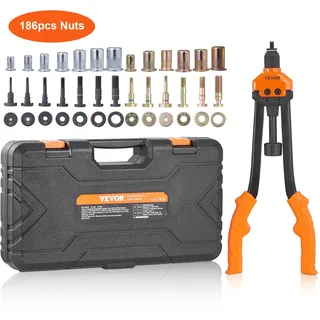 Vevor Nietmutternzange-Set Blindnietmutternzange 410 mm, Nietenzange 13 Sätze von Muttern & Dornen, Nietmutterwerkzeug M3 M4 M5 M6 M8 M10 M12 Profi Handnietzange, Nietmaschine Gewinde Nieten